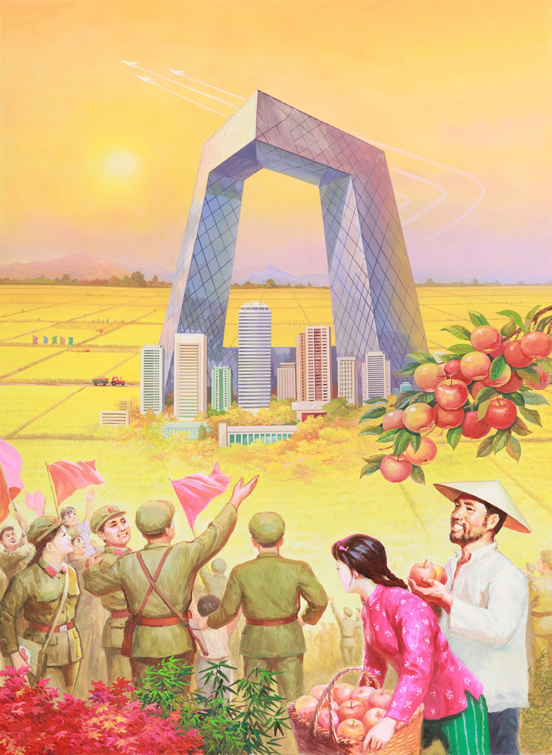 Illustration for article titled Modern Day China Painted By North Korean Propaganda Artists